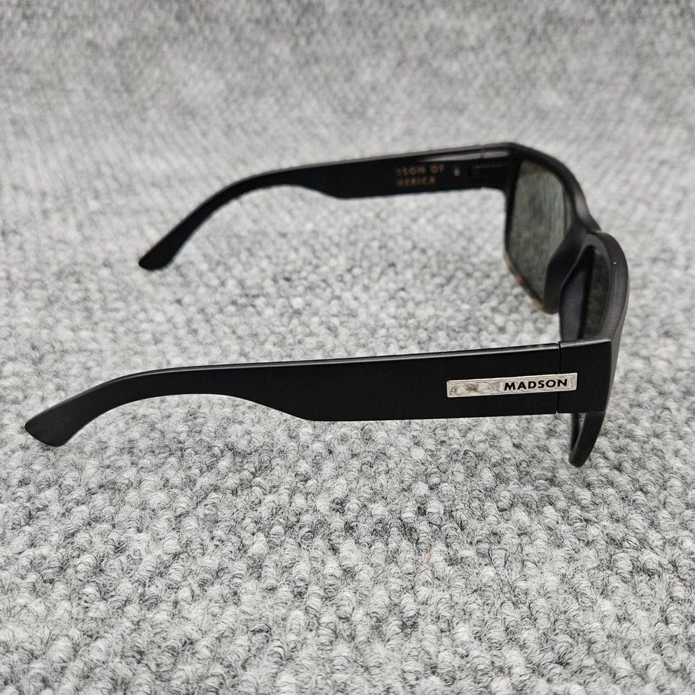 Madson Mens Black Sunglasses Classico Polarized Matte Tortoise Wayfarer Shades
